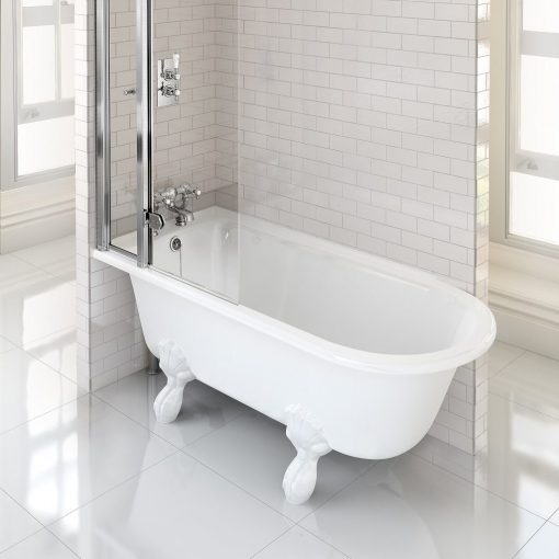 Burlington Hampton 150cm Left Handed Showering Bath with Standard Feet Old Fashioned Bathrooms