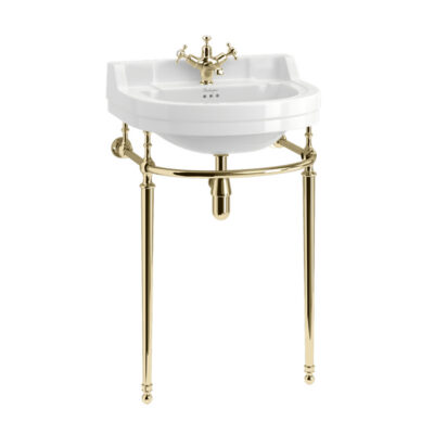 Edwardian-Round-560mm-Basin-with-Gold-Washstand