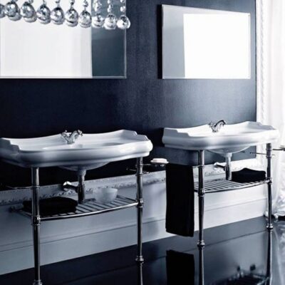Retro 100cm Console Basin on Basin Stand - Image 7