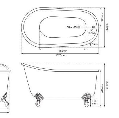 Hurlingham Shelley Cast Iron Bath 1370mm - Image 5