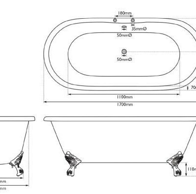 Hurlingham Dryden Cast Iron Bath 1700mm - Image 4