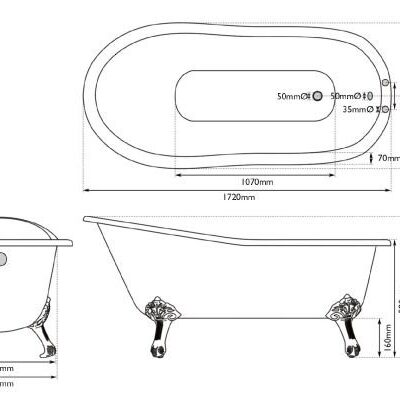 Hurlingham Marlowe Cast Iron Bath 1700mm - Image 4
