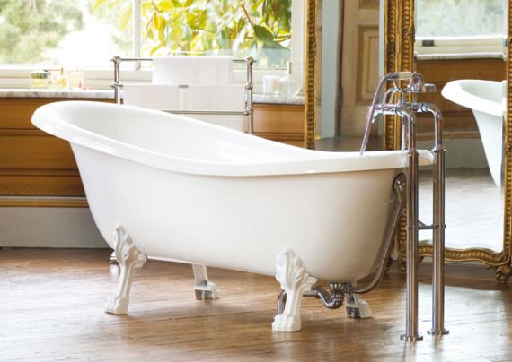 traditional slipper bath with taps