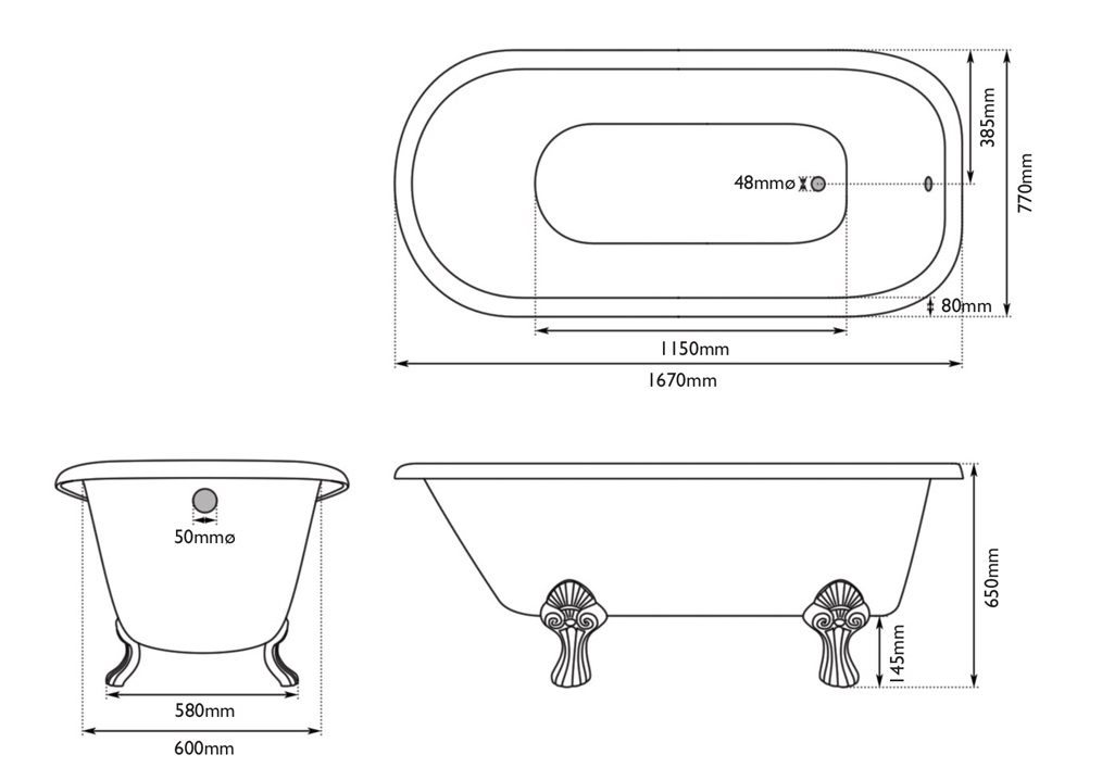 Cast Iron Single Ended Bath Old Fashioned Bathrooms