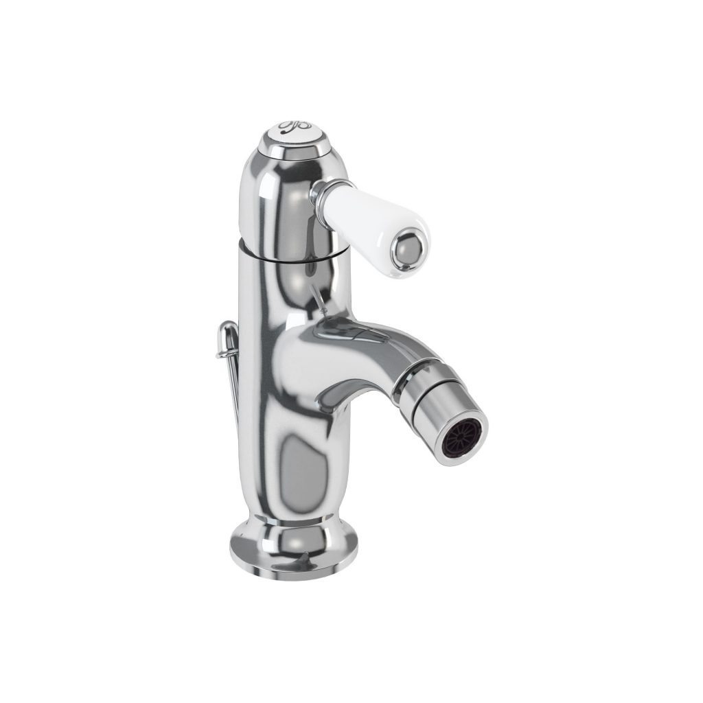 Burlington Chelsea curved bidet mixer with pop up waste