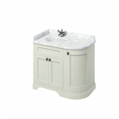 Burlington Freestanding 100 Curved Corner Vanity Unit, LH, Minerva Carrara Top