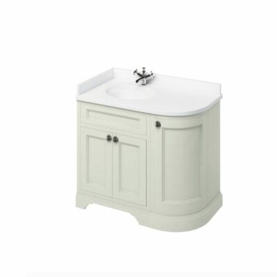 Burlington Freestanding 100 Curved Corner Vanity Unit, LH, Minerva White Top