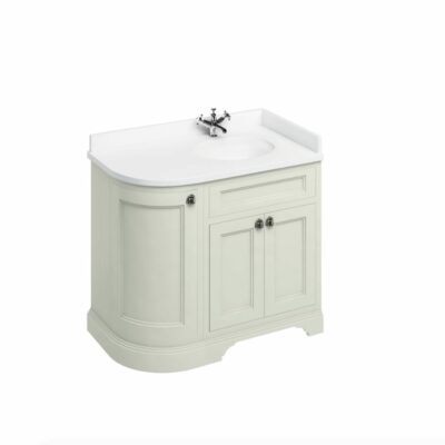 Burlington Freestanding 100 Curved Corner Vanity Unit, Right Hand with Minerva White Top