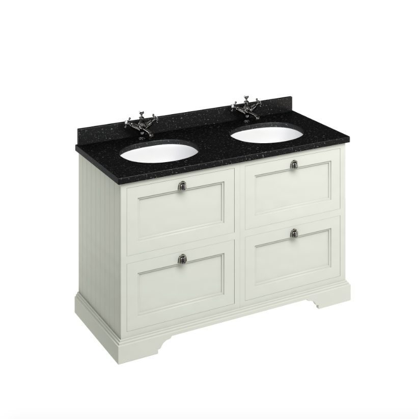 Burlington Freestanding 130 Vanity Unit with Drawers and Minerva Black