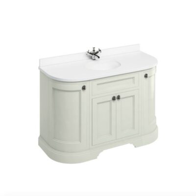Burlington Freestanding 134 Curved Vanity Unit with Doors and Minerva White Top - Image 2