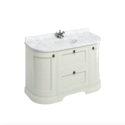 Burlington Freestanding 134 Curved Vanity Unit with Drawers and Minerva Carrara Top - Image 2