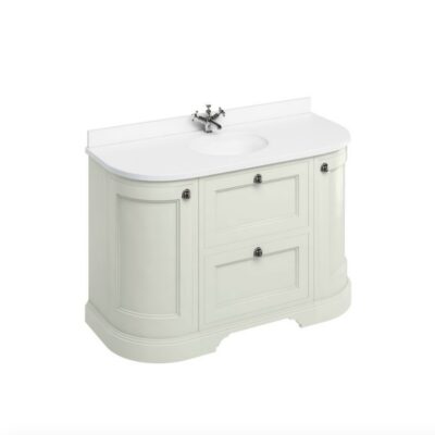 Burlington Freestanding 134 Curved Vanity Unit with Drawers and Minerva White Top - Image 5