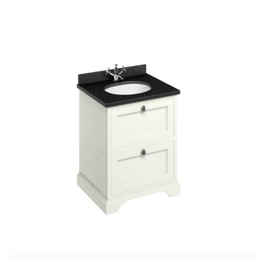 Burlington Freestanding 65 Vanity Unit with Drawers and Minerva Black Top