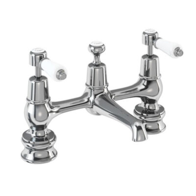 Burlington Kensington Regent 2 Tap Hole Bridge Basin Mixer with Plug and Chain