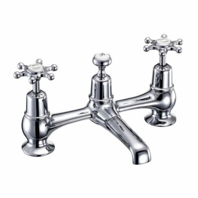 Burlington Birkenhead 2 tap hole bridge basin mixer with plug and chain waste and swivel spout