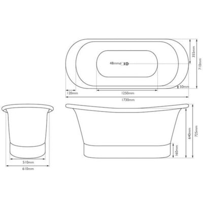 Copper Normandy Bateau Bath - Copper Exterior & Nickel Interior - Image 8