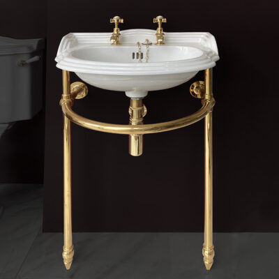 St James Hampton Cloakroom Basin and Gold Stand