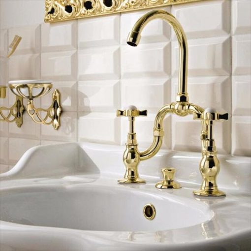 Antica 3 Hole Bridge Basin Mixer Tap by Old Fashioned Bathrooms