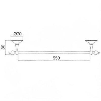 Wall Mounted Single Towel Rail Holder 55cm