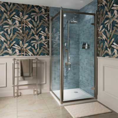 Burlington-classique-hinged-door-&-side-panel-brushed-nickel