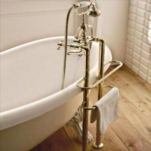 Antica Free Standing Bath Shower Mixer, Hose, Handset