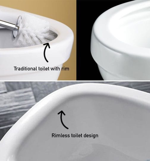 rimless toilet vs normal toilet design