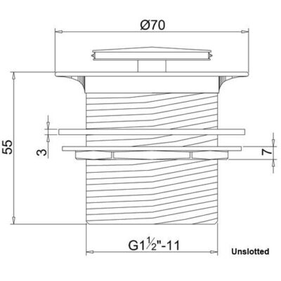 Burlington Click-clack bath waste unslotted chrome