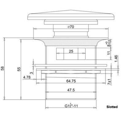 Click Clack bath waste slotted/unslotted with white Natural Stone cover