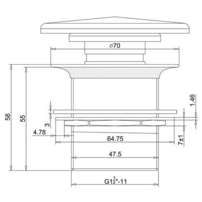 Click Clack bath waste slotted/unslotted with white Natural Stone cover