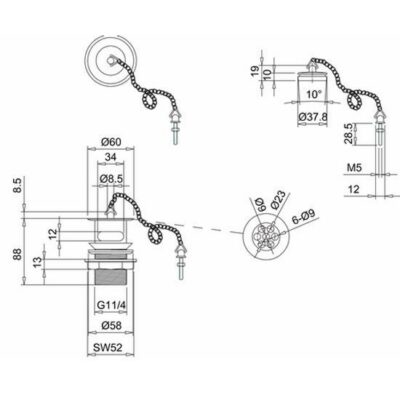 Burlington Basin plug and chain