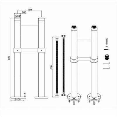 Stand pipes including horizontal support bar