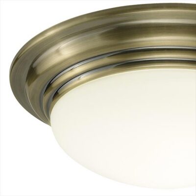 Barclay Flush Bathroom Ceiling Light Antique Brass - Image 2
