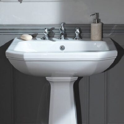 Empire Art Deco 620mm Basin with Pedestal - Image 2