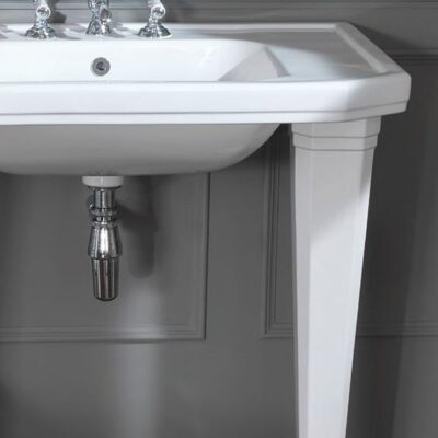 Empire Art Deco 920mm Winged Console Basin with Ceramic Leg set - Image 2