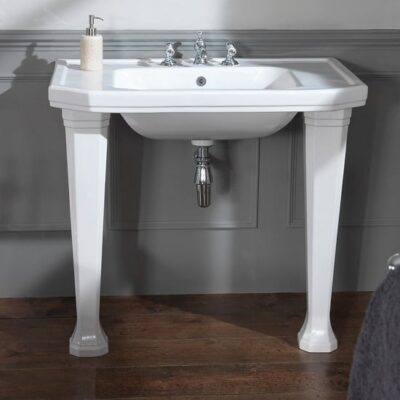 Empire Art Deco 920mm Winged Console Basin with Ceramic Leg set