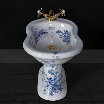 Victorian Blue Floral Patterned Freestanding Bidet