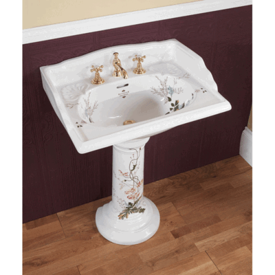 Victorian Garden Floral Large Basin and Pedestal