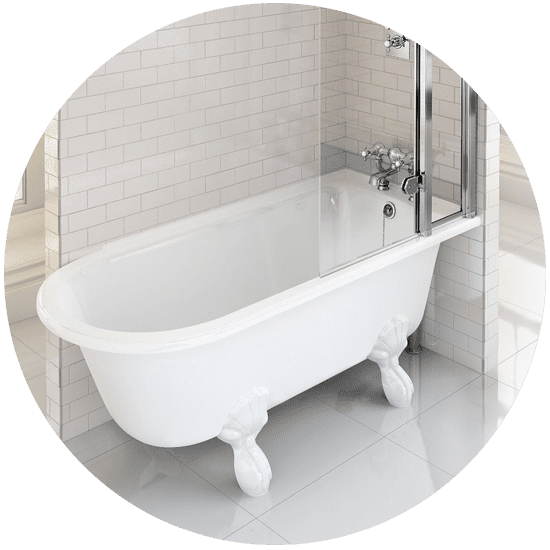 Freestanding bath with shower