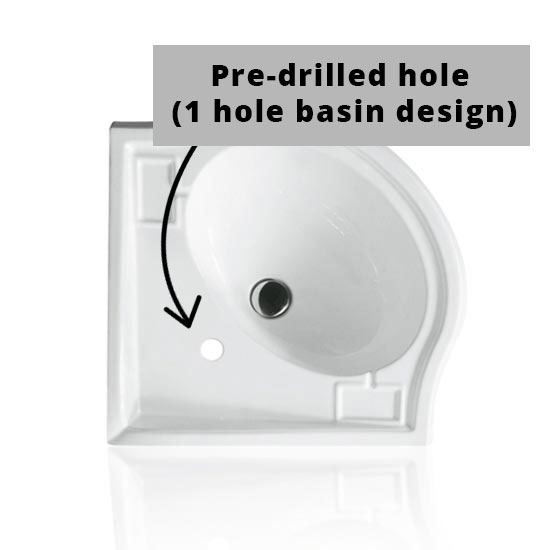 Pre-drilled one hole basin diagram