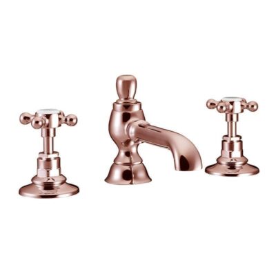 St James Copper 3 Hole Basin Mixer Tap with Colonial Style Spout