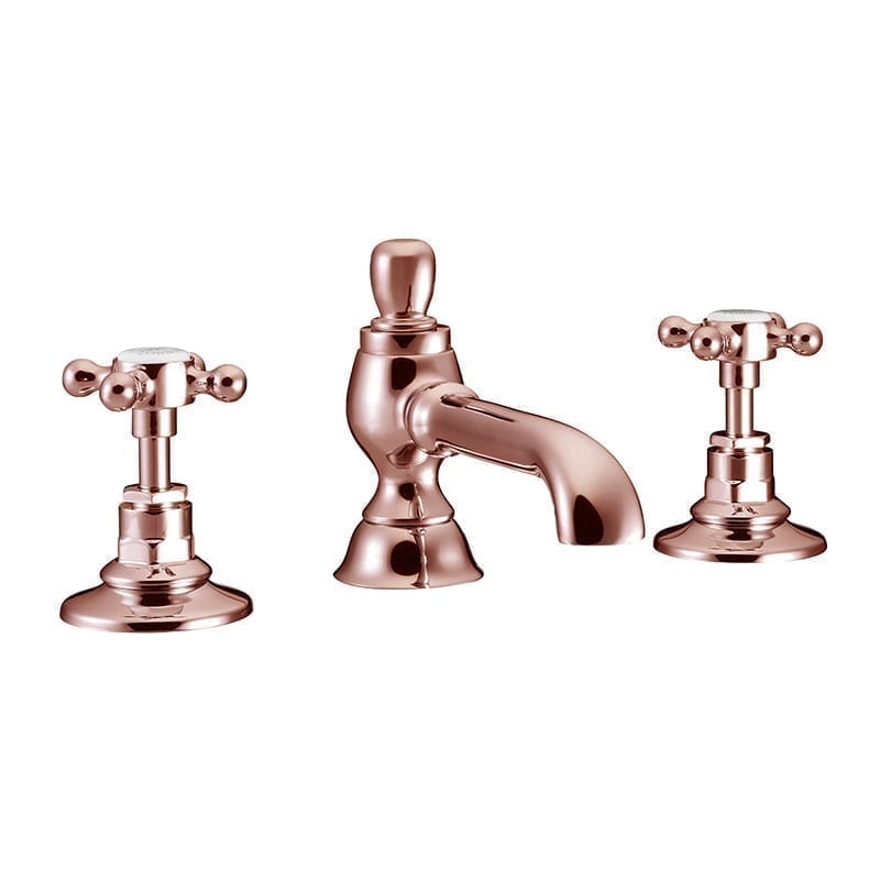 St James Copper 3 Hole Basin Mixer Tap with Colonial Style Spout