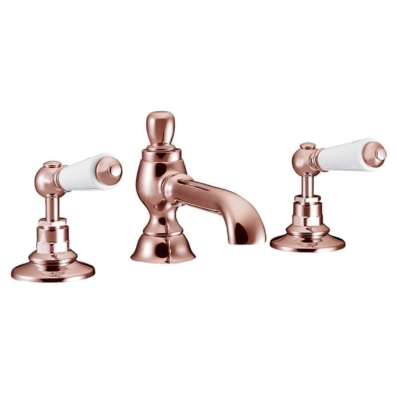 St James Copper 3 Hole Basin Mixer Tap with Colonial Style Spout