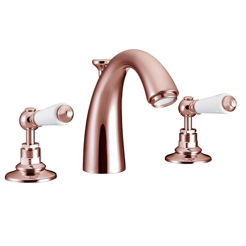 St James copper 3 hole basin mixer tap with classical spout Copper