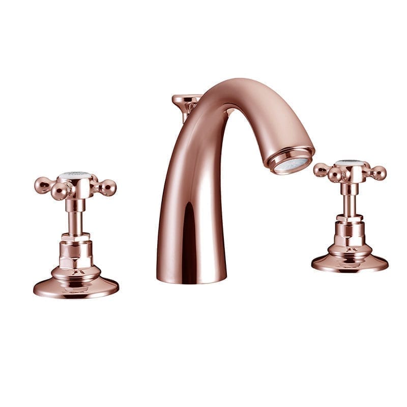 St James copper 3 hole basin mixer tap with classical spout