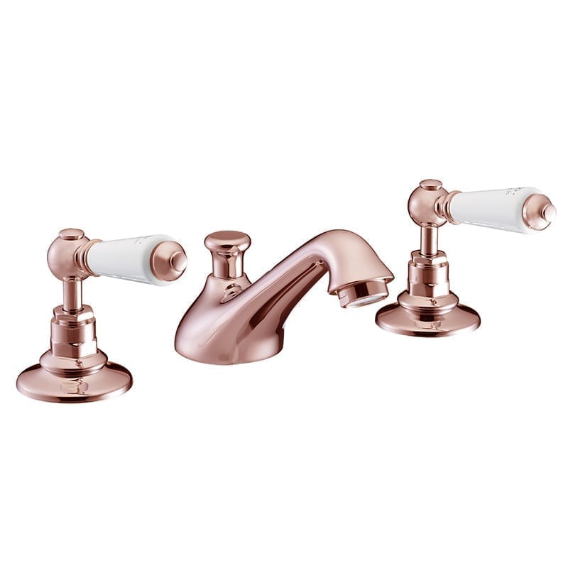St James Copper 3 Hole Basin Mixer Tap with Original Spout