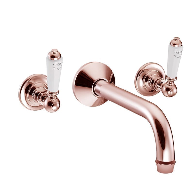 St James Copper 3 Hole Wall Mounted Basin Mixer Tap
