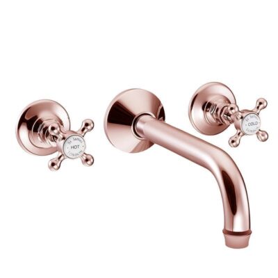 St James Copper 3 Hole Wall Mounted Basin Mixer Tap