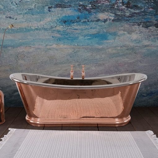 Hurlingham Bulle Reserve Copper Bath - Copper Exterior & Nickel Interior