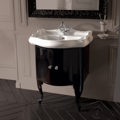 retro gloss black vanity and basin