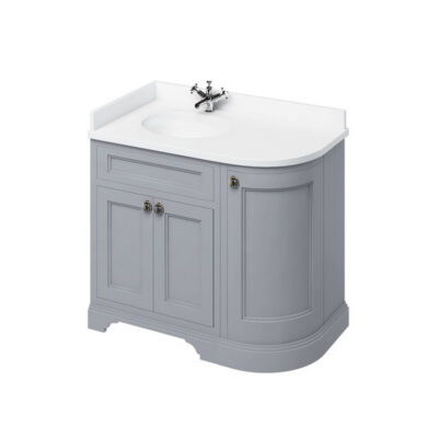 Burlington Freestanding 100 Curved Corner Vanity Unit, LH, Minerva White Top - Image 4